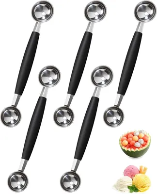 Imagen del producto de Juego de cortadores para melón, 5 piezas, acero inoxidable, de doble filo, para frutas y verduras