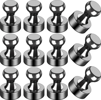 Produktbild von 12 Stück Kühlschrankmagnete, Kühlschrankmagnete, starke Whiteboard-Magnete, magnetische Pinnwände, starke Metallmagnete für Kühlschrank, Whiteboard, Büro, Klassenzimmer, Karte, Küche – Schwarz