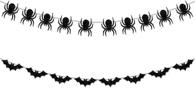 Obrázek produktu pro Dekorace na Halloween – sada dvou kusů, s motivem pavouků a netopýrů, vhodná pro oslavy