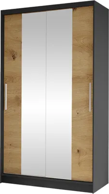Produktbild von MIRJAN24 Schiebetürenschrank Costa II, Kleiderschrank, Stilvoll Schlafzimmer Garderobenschrank (Farbe: Schwarz / Artisan Eiche)