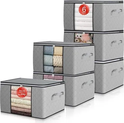 Produktbild von Famanu Aufbewahrungsbox für unter das Bett - faltbare Kleiderbox 60x43x35cm