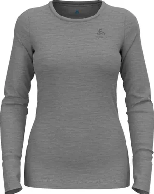 Zdjęcie produktu dla Koszulka basic layer z długim rękawem Natural Merino 200, damska - Odlo, kolor:10183 odlo steel grey melange, rozmiar:S