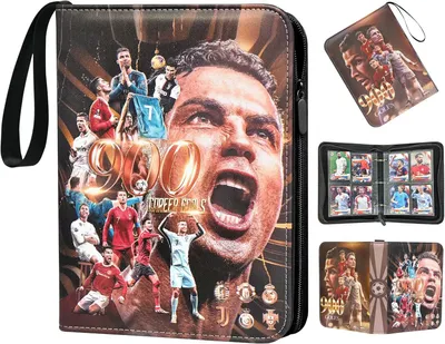 Produktbild von Fussball Sammelkarten Album, 4 Taschen Fußball Karten Sammelalbum, 400 Karten Sammelmappe Sammelheft Sammelbuch mit 50 Hüllen und Reißverschluss