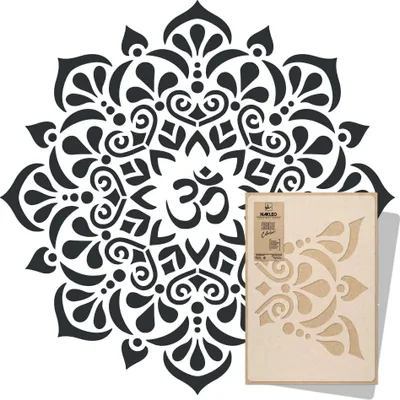 Produktbild von Mandala Große Malschablonen Durchmesser 173 cm, Tibetischer Kreis OM Mandala Geometrisches Ornament, Wiederverwendbare Kunststoff Wandschablone DIY
