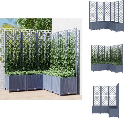Produktbild von vidaXL Pflanzkübel mit Rankgitter Dunkelgrau 120x120x136 cm PP -  Blumentöpfe & Pflanzgefäße