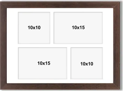 Produktbild von aFFa frames Tisar, Bilderrahmen aus Holz, Acrylglasfront, Mehrfach Bilderrahmen, Bildergalerie, Fotogalerie mit Passepartout, 4 Foto-Ausschnitten für 2 Fotos 10x15 cm und 2 Fotos 10x10 cm Bronze, 24x30 cm