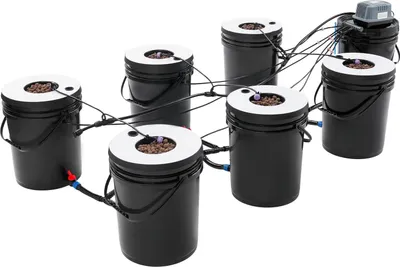 Image de Kit de culture hydroponique - Système à 7 bacs - 7 bacs de 20 L - Jardin d'intérieur ou de balcon - Prise UE 220–240 V, 9 W - Noir