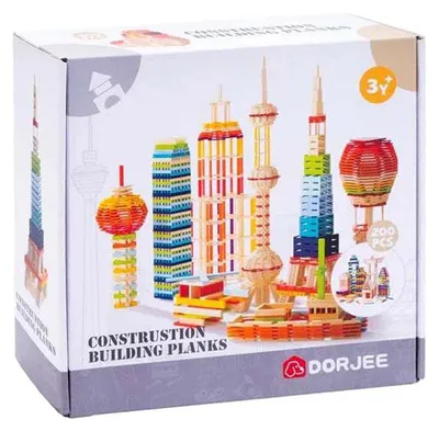 Produktbild von Holzbausteine Bauspielzeug 200 Stück bunt kreativ für Kinder