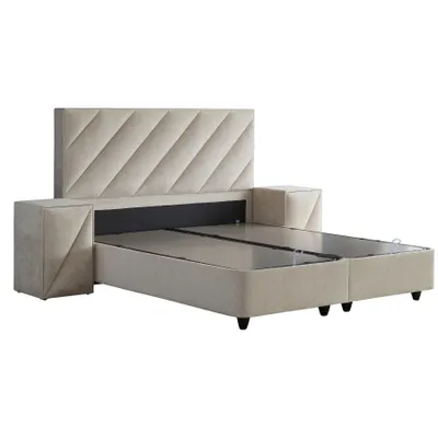 Produktbild von Pointhome Boxspringbett Set 180 x 200 H3/H4, Shinebedd Bett-Set mit Nachttischen, 5-lagige einseitige Taschenfederkern-Matratze mit Topper, Höhe 33 cm