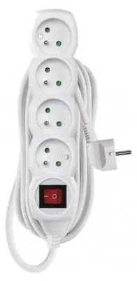 Productafbeelding van Emos 1902140500, Schuko, Wit, 4 stopcontacten, 5 meter, 250 V, 10 A