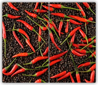 Produktbild von Tulup Glas-Herdabdeckplatte - 2x30x52cm - Glaskeramikkochfeld-Abdeckung Spritzschutz Zweiteilig Chilischoten