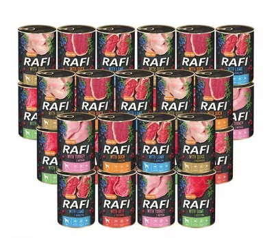 Produktbild von RAFI Adult Hundefutter Nassfutter Getreidefrei 32x400g Mix Geschmacksrichtungen Dolina Noteci | Hunde-Nassfutter |  Hundefutter