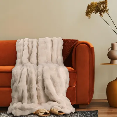 Produktbild von Deko Wohnzimmer Decke Kuscheldecke Tagesdecke Sofadecke Waschbar Schlafzimmer 150x200cm Creme