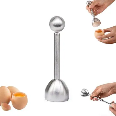 Productafbeelding van Eierschaal snijder - RVS - Eiersnijder - Eierschaalopener - Eierontbacter - Eieropener - Eieropener - Eieronttopper - Eierschaalopener - Eierschaalbreker - Keukengerei - Geen vieze handen - Geschikt voor rauwe en gekookte eieren