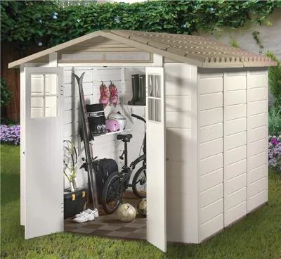 Image de Abri de jardin 6.03m² beige - Habrita - EVO240 -