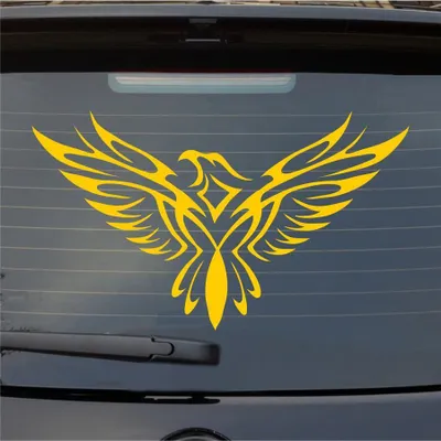Produktbild von Heckscheibenaufkleber Adler Tribal Eagle Tattoo Vogel KFZ 55x55 cm Gelb Auto Aufkleber Sticker
