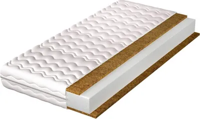 A cross-section of a mattress showing its layers.