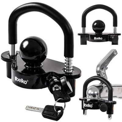 Produktbild von Belko® Anhängerschloss für gängige Anhängerkupplung 50mm - inkl. 2 Schlüssel, Gummischutz, Abdeckkappe - Anhängerkugelsperrkupplung Diebstahlschutz Anhänger-Sicherung Abschleppsperre
