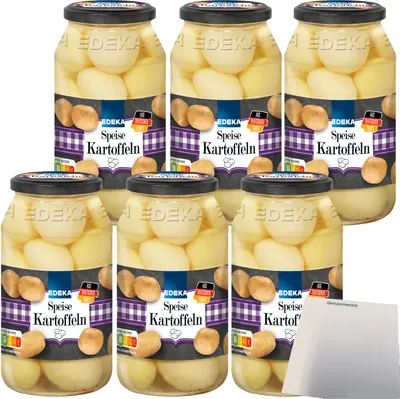 Produktbild von Edeka Speisekartoffeln küchenfertig geschält und gekocht 6er Pack (6x680g Glas) + usy Block