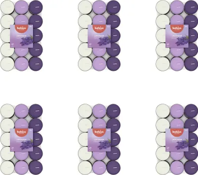 Image de Bolsius - Bougie à réchaud parfumée - 30 pièces par paquet - Lavande - Pack avantage - 180 pièces - 6 Emballage