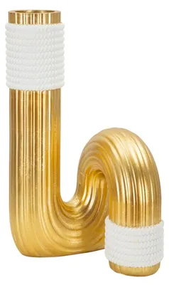 Immagine prodotto di Vaso in resina, 14,5x13x25 cm, colore oro e bianco, marca Mauro Ferretti, modello Bann