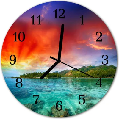 Produktbild von Glasuhr Wanduhr Küchenuhr Echt-Glas 30fi cm Landschaft mehrfarbig