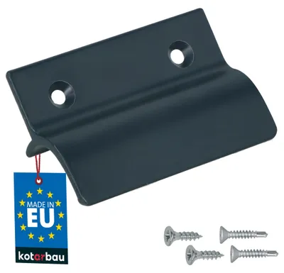Zdjęcie produktu dla KOTARBAU® Pochwyt Balkonowy z Ogranicznikiem 65 x 45 mm Aluminium Uchwyt do Okna Klamka do Drzwi Balkonowych Aluminium Czarny Grafit