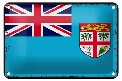 Produktbild von Blechschild Flagge Fidschis 18x12cm Retro Flag of Fiji Dekoration