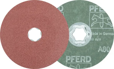 Produktbild von PFERD TOOLS COMBICLICK Korund Fiberscheibe Ø 115 mm A80 für universelle Anwendungen