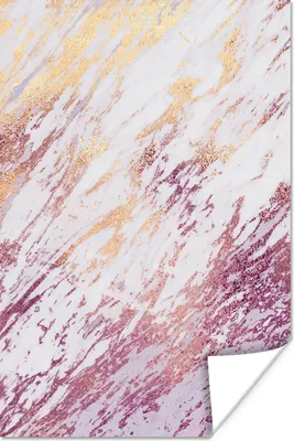 Produktbild von MuchoWow® Poster Marmor - Lila - Gold 120x180 cm - Kunstposter