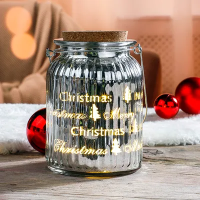 Produktbild von Dekoglas Weihnachten Deko Glas warmweiß 15x LED Stimmungslicht 14,5cm Christmas AS