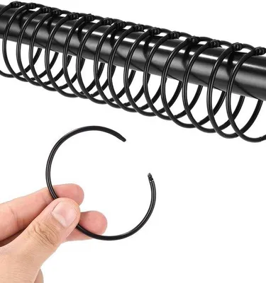 Produktbild von 42 schwarze Edelstahl Duschvorhangringe 58mm runde Metallklemmen