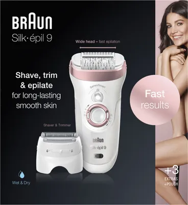 Produktbild von Braun Silk-épil 9 9-720 - Pink - Weiß - 40 Pinzette - Bikini - Vorderer Oberschenkel - Innere Oberarme - Äußere Oberarme - Rasieren - Akku