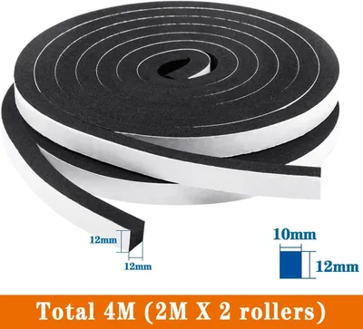 Produktbild von Dichtungsband Selbstklebend, Schallschutz, 2 Rollen von 2m, Schwarz, Wasserdicht