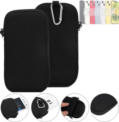 Produktbild von K-S-Trade Neopren-Hülle Handyhülle kompatibel mit Apple iPhone 15 Plus Schutzhülle Neoprenhülle Sleeve Schutz-Hülle Gürtel Tasche Case Holster