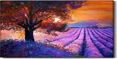 Produktbild von Wandbild Leinwand Bilder Wanduhr 60x30 Gemälde Wiese Blumen Baum Sonnenuntergang - schwarze Hände