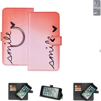 Produktbild von K-S-Trade Schutzhülle Handyhülle kompatibel mit BLU J8L Hülle cover bookstyle Etui ''smile'' rot Standfunktion Kameraschutz (1Stk)