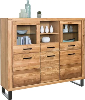 Produktbild von Highboard Kommode Schrank Schublade Wildeiche teilmassiv geölt Tiara 158 cm