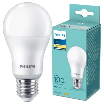 Zdjęcie produktu dla Philips Żarówka bańkowa 100 W A60 E27, 13 W, 100 W, E27, 1521 lm, 15000 h, Ciepłe białe
