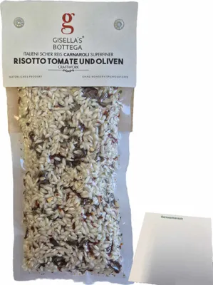 Produktbild von Gisellas Bottega Risotto Tomate und Oliven (200g Packung) + usy Block