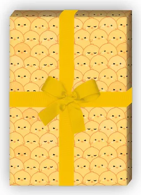 Produktbild von Lustiges Küken Geschenkpapier Set zur Geburt oder Ostern, gelb - G11852, 32 x 48cm