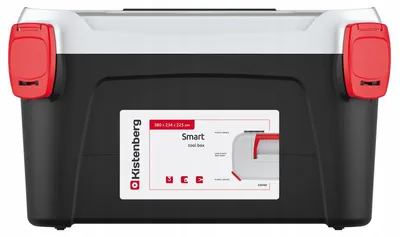 Produktbild von Werkzeugkiste SMART Werkzeugkoffer Werkzeugkasten Aufbewahrungsbox Toolbox 380 x 234 x 225 mm Schwarz-Rot