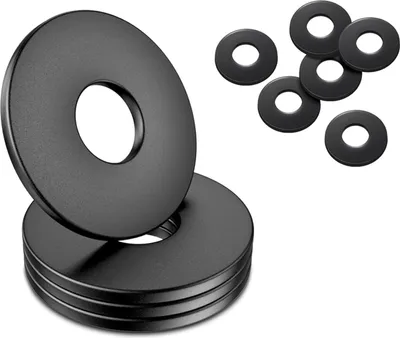 Produktbild von Unterlegscheiben M6 Schwarz, 50 Stück, Edelstahl DIN 9021, 5mm Durchmesser, 0,5mm Dicke, Karosseriescheiben