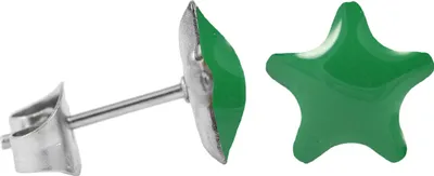 Produktbild von Chirurgenstahl Ohrstecker Emaille Stern Farbe - Grün