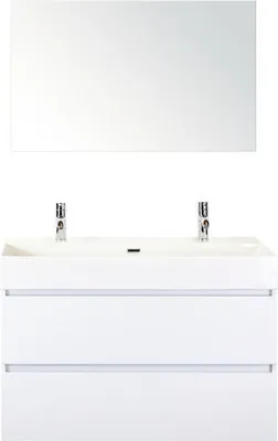 Produktbild von Sanox Badmöbel-Set Maxx XL BxHxT 101 x 170 x 45,5 cm Frontfarbe weiß mit Waschtisch Keramik weiß, Waschtischunterschrank