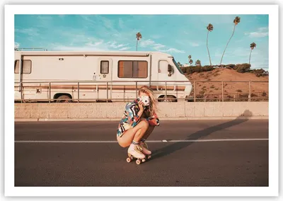 Produktbild von Poster - Poster ohne Rahmen - Reise Frau Rollschuhe - 100x70 cm - Wand Bild - Wanddeko - Wandbilder - Kunstposter - Wandposter - Bilder - Kunstdruck - Wanddekoration - Wandbild - P2XAA100x70-5079