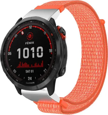 Produktbild von Strap-it Garmin Fenix 7 Nylonarmband (Orange)