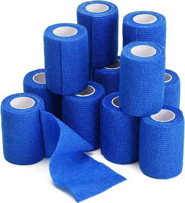 Obrázok produktu pre 12 kusov koheznej obväzovej pásky, fixačná obväz, samolepiaca, elastická (7,5 cm * 4,5 m, modrá)
