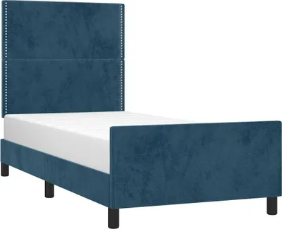 Produktbild von vidaXL Bettgestell ohne Matratze Dunkelblau 100x200 cm Samt