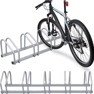Produktbild von Faziango Fahrradständer für 5 Fahrräder - Verzinkter Stahl - Boden- und Wandmontage - Platzsparend & Robust